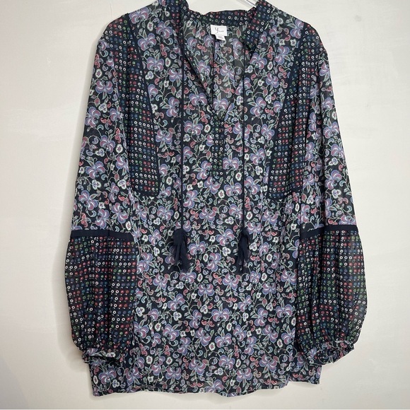 Yvos Black Bohemian Pattern blouse - Picture 2 of 11